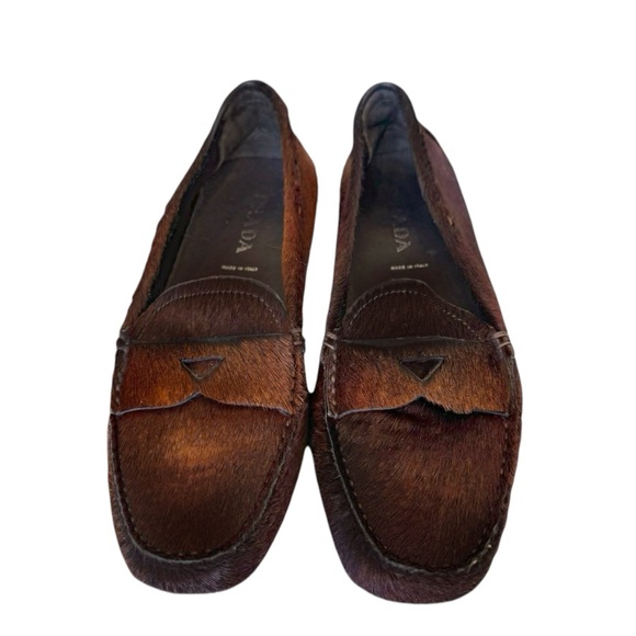 Prada Loafers Pony Hair Leather Brown - Picture 5 of 13